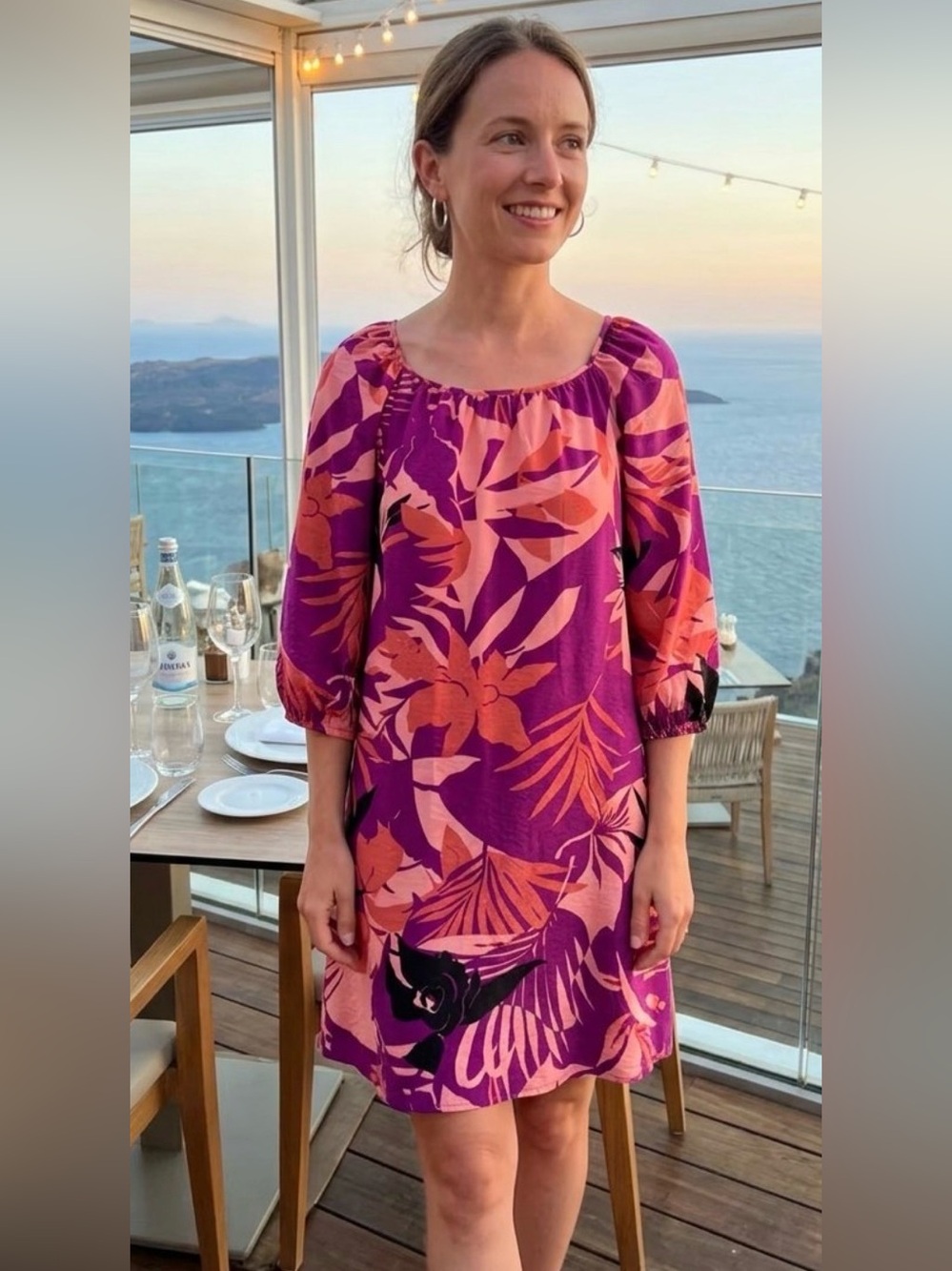 Sara Michelle Purple & Coral Floral Dress